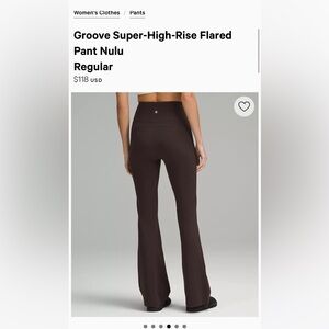 LULULEMON groove super high rise flared pants in color espresso - size 6